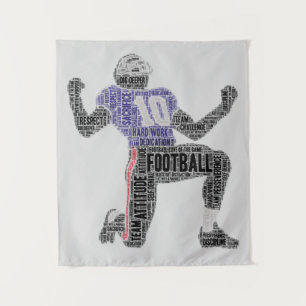 Tenture Football Player Word Art Dedication Inspiration