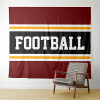 FOOTBALL Profond Rouge Noir Jaune Stripes De Cours