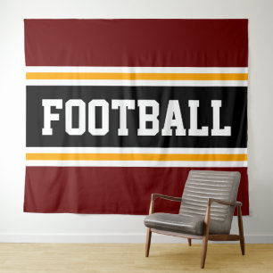 Tenture FOOTBALL Profond Rouge Noir Jaune Stripes De Cours