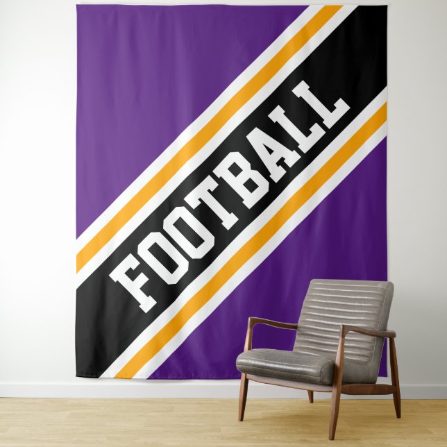 Tenture FOOTBALL Royal Purple Yellow Black Stripes (En situation)