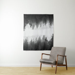 Tenture Forêt à miroir brun et blanc