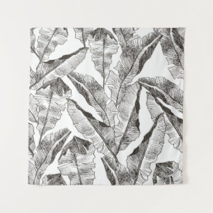 Tenture Forêt blanche noire : Motif Plante tropical