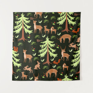 Tenture Forêt de cerfs : Motif Pittoresque Vintage.