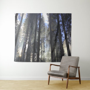 Tenture Forêt de pins avec la nature ensoleillée