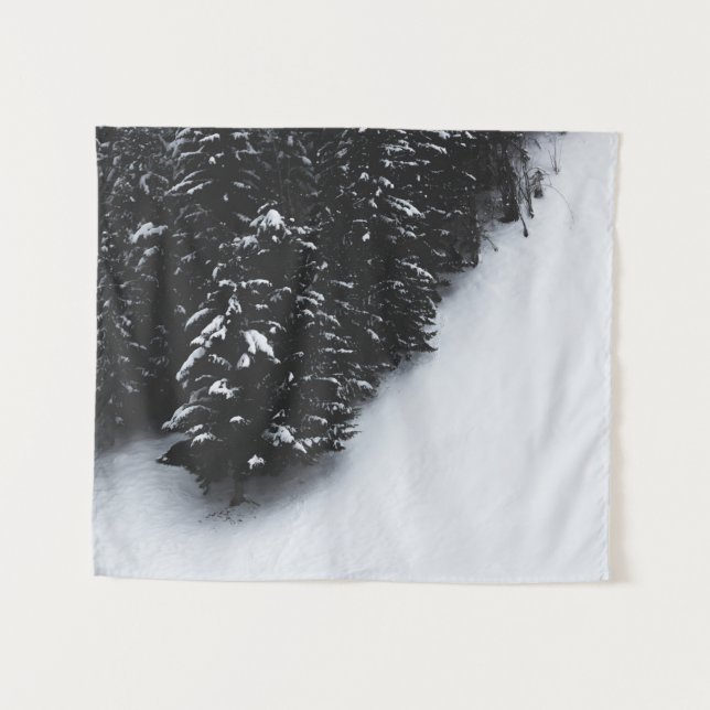 Tenture Forêt d'épinette noire et blanche et neige (Devant (Horizontal))