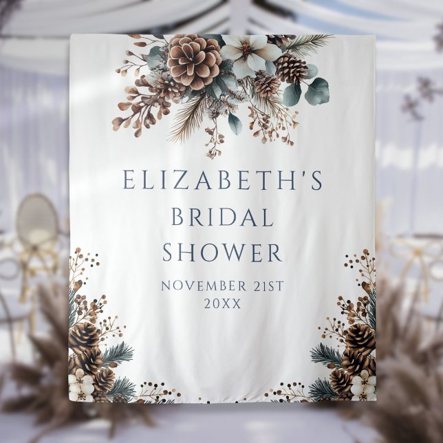 Tenture Forêt rustique - Fête des mariées d'hiver - fond p (Rustic Forest Winter Bridal Shower Photo Backdrop)