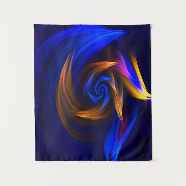 Tenture Forme de tourbillon Abstrait Bleu orange (Devant)