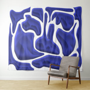 Tenture Formes fluides bleues abstraites – Art moderne 3D