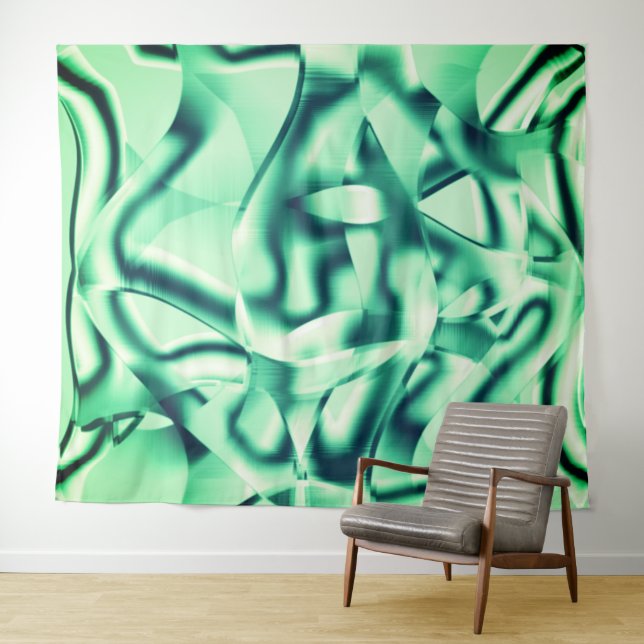 Tenture Formes vertes incurvées en acrylique, certaines te (En situation (horizontale))