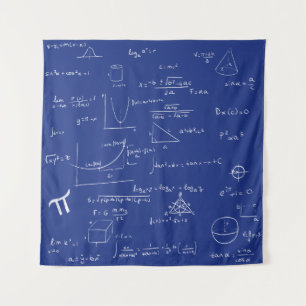 Tenture Formules et équations mathématiques manuscrites bl