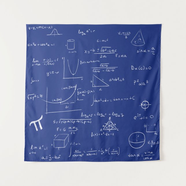 Tenture Formules et équations mathématiques manuscrites bl (Devant)