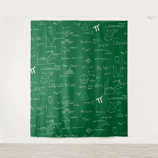Tenture Formules et équations mathématiques vertes et blan (Devant)