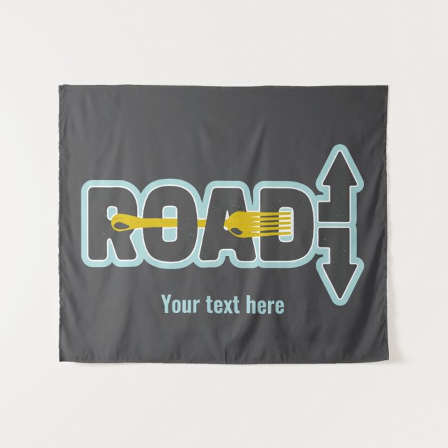 Tenture Fourche dans la route art texte typographique (Devant (Horizontal))