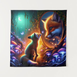 Tenture Fox Cub et Sa Réflexion majestueuse