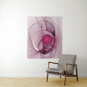Tenture Fractale Balançant, Art Abstrait Moderne Rose de B