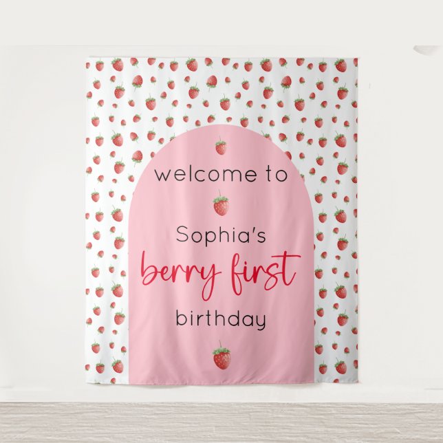 Tenture fraise 1er anniversaire Berry 1er (Devant)