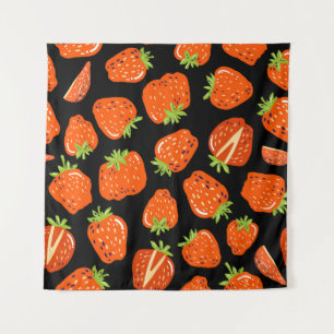 Tenture Fraises Noir : Texture Vintage sans fil