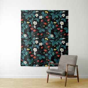Tenture Fraises sauvages rouge/jaune/bleu/noir