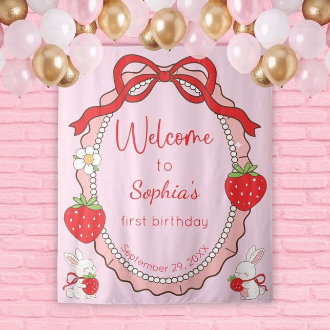 Tenture Frame rose fraise de lapin Anniversaire (Créateur téléchargé)