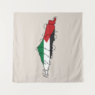 Tenture Free Palestine Barbared Wire Map Liberté palestini