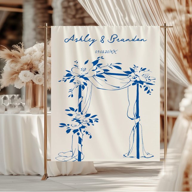 Tenture French Blue Arch Photo Booth Backdrop, Wedding (Créateur téléchargé)
