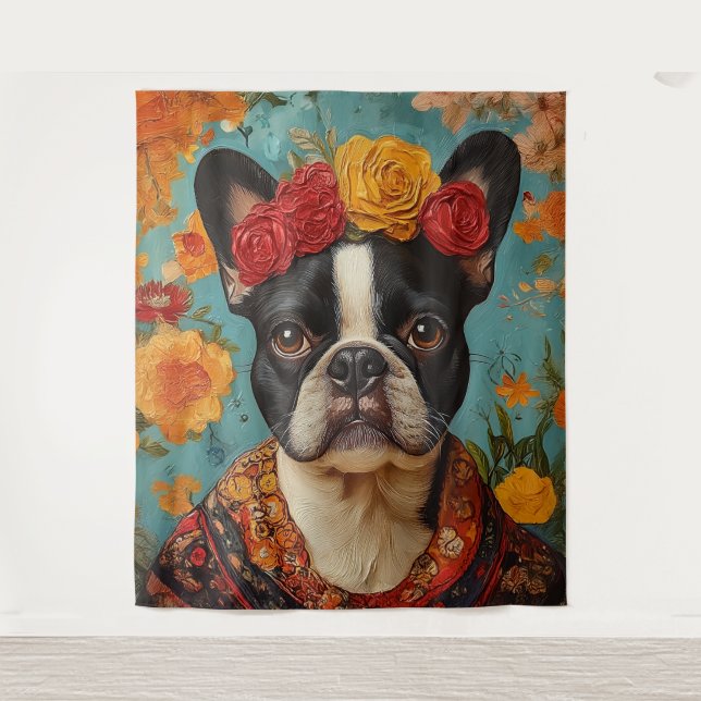 Tenture French Bulldog comme Frida Kahlo (Devant)