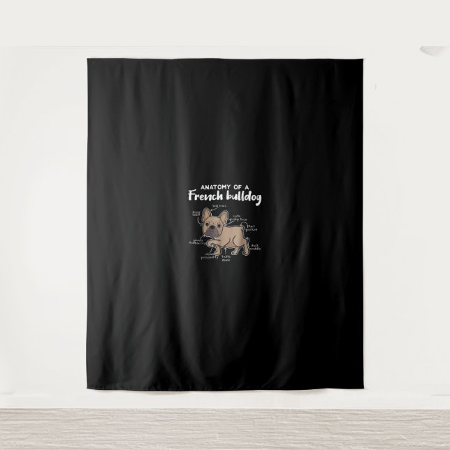 Tenture Frenchie Gift | Anatomie D'Un Cadeau Français De B (Devant)