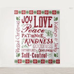 Tenture Fruits de Noël de l'Esprit Monogramme vert rouge