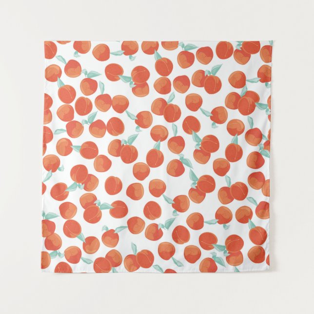 Tenture Fruits de pêche, motif d'été. (Devant)