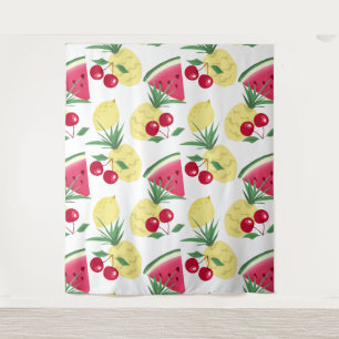 Tenture Fruits et baies lumineux sur fond blanc.