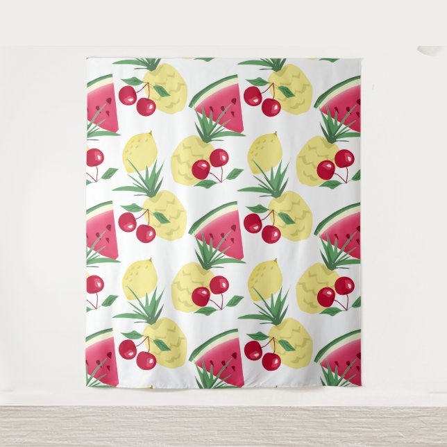 Tenture Fruits et baies lumineux sur fond blanc. (Devant)