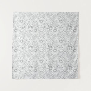 Tenture Fruits tropicaux sans couture motif noir et blanc