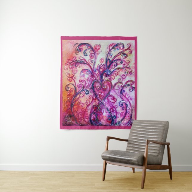 TENTURE FUCHSIA ROSE FANTAISISTE AVEC COEUR (En situation)