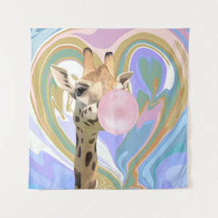 Tenture Fun Bubblegum soufflant Giraffe Liquide Swirl Bleu