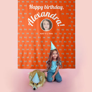 Tenture Fun Coquette Orange Red Bow Motif photo fond