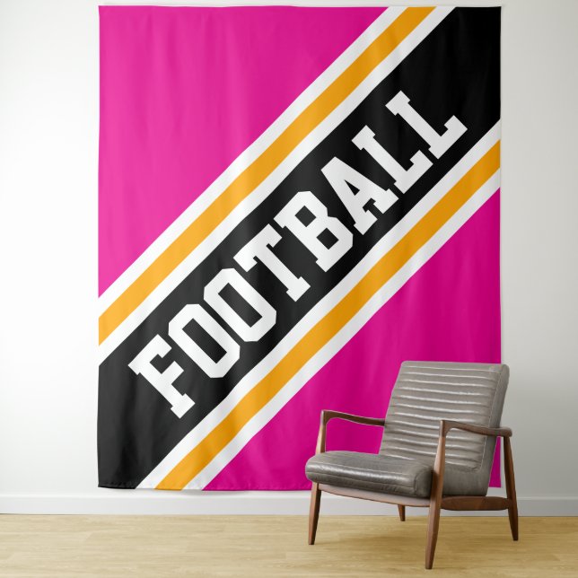 Tenture Fun FOOTBALL Bright Candy rose noir rayures (En situation)