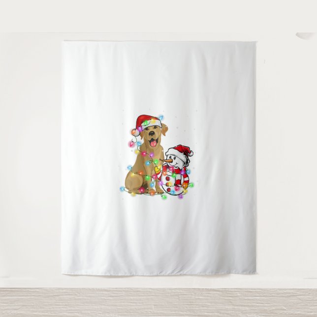 Tenture Funky Labrador Chien Noël Tee Snowman Xmas Ligh (Devant)