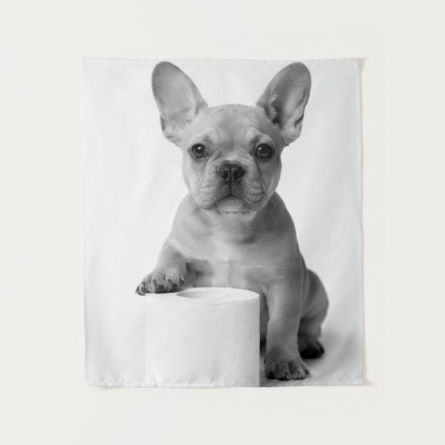 Tenture Funny Aesthetic French Bulldog Toilet Paper Photo (Devant)