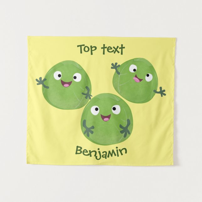 Tenture Funny Brussels sprouts légumes caricature (Devant (Horizontal))