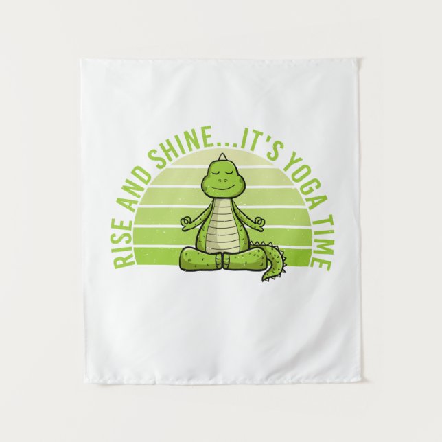 Tenture Funny cute crocodile doing yoga. funny yoga quotes (Devant)