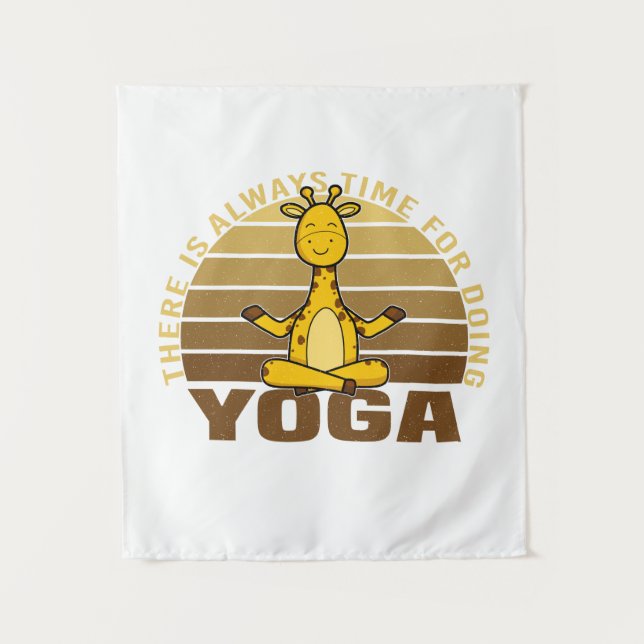 Tenture Funny cute giraffe doing yoga. funny yoga poses (Devant)