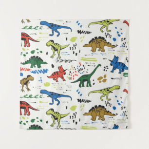 Tenture funny dinosaurs graphic color pattern