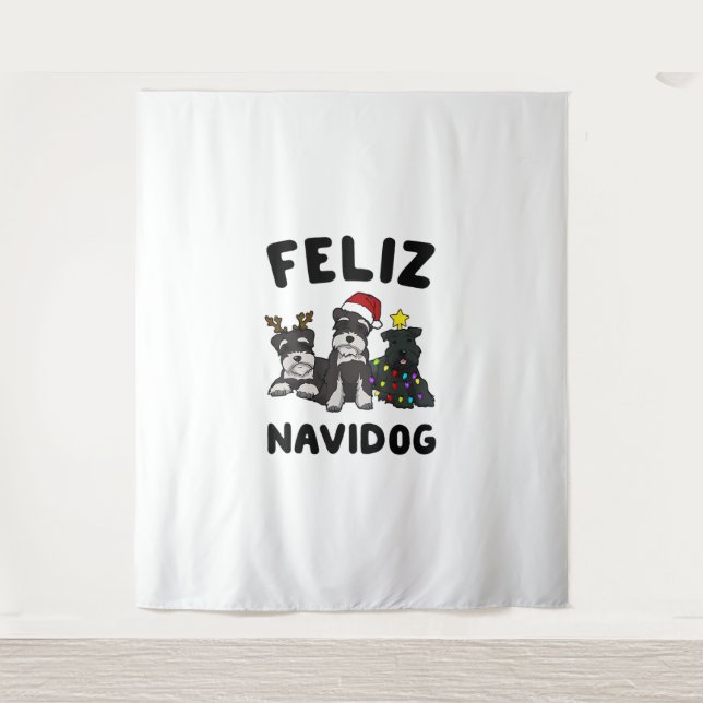Tenture Funny Feliz Navidog amoureux des chiens de la mini (Devant)