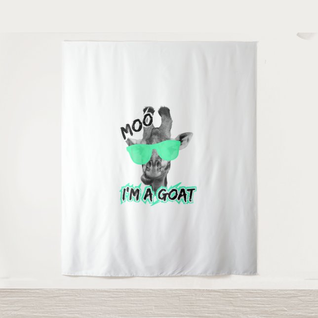 Tenture Funny Giraffe Shirt Moo Je suis une chèvre mignonn (Devant)