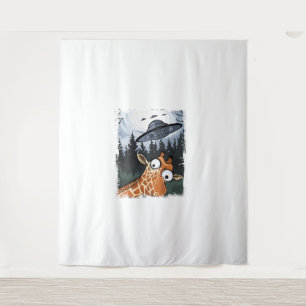 Tenture Funny Giraffe UFO Zoo Animal Weird Meme Graphique 