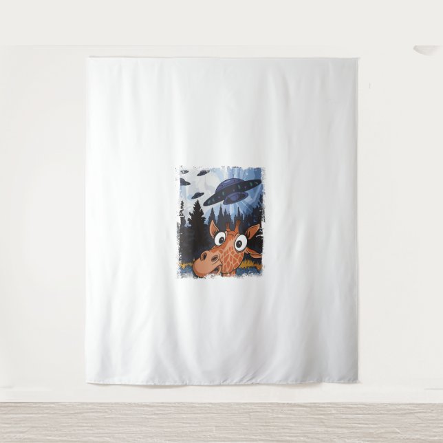 Tenture Funny Giraffe UFO Zoo animal Weird meme Graphisme (Devant)