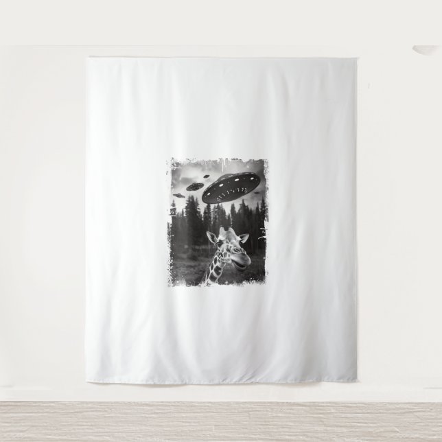 Tenture Funny Giraffe UFO Zoo animal Weird meme Graphisme (Devant)