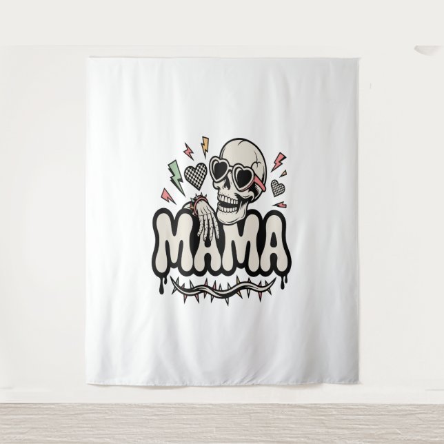 Tenture Funny Halloween Mama Cool Skull (Devant)