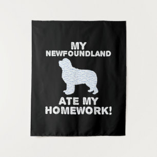 Tenture Funny Newfie Mon Terre-Neuve a mangé mes devoirs