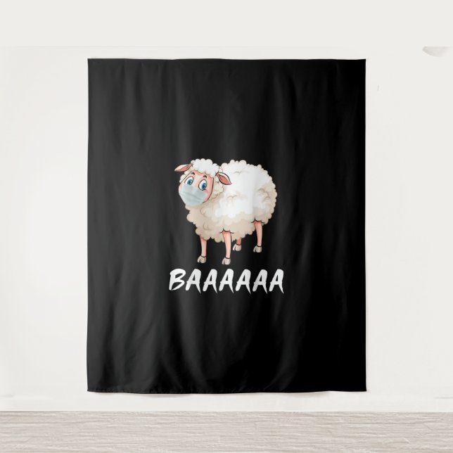 Tenture Funny Quarantine | Mask Sheep Cadeaux tendance (Devant)
